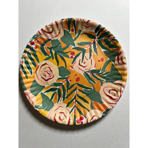 SET OF 4 One Hundred 80 Degrees Melamine Floral 9" Lunch Dinner‎ Plates - Picture 4 of 6